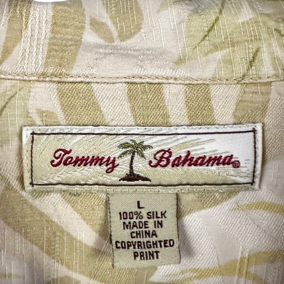 TOMMY BAHAMA Vintage Silk Tropical Palm Print Button Down Short Sleeve Shirt - Picture 6 of 8